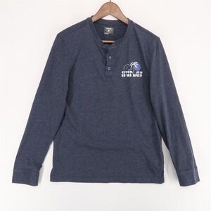 Hurley Beach Icana T Shirt Mens S Blue Heather Henley Graphic Long Sleeve Palm